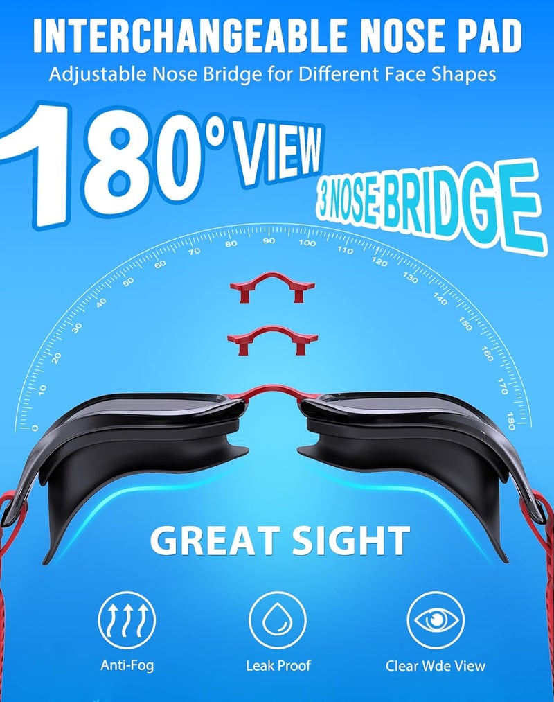 Vegemono Swim Goggles, Unisex Adult Swimming Goggles Anti Fog Anti UV No Leakage Wide View for Men Women Youth - Image 2